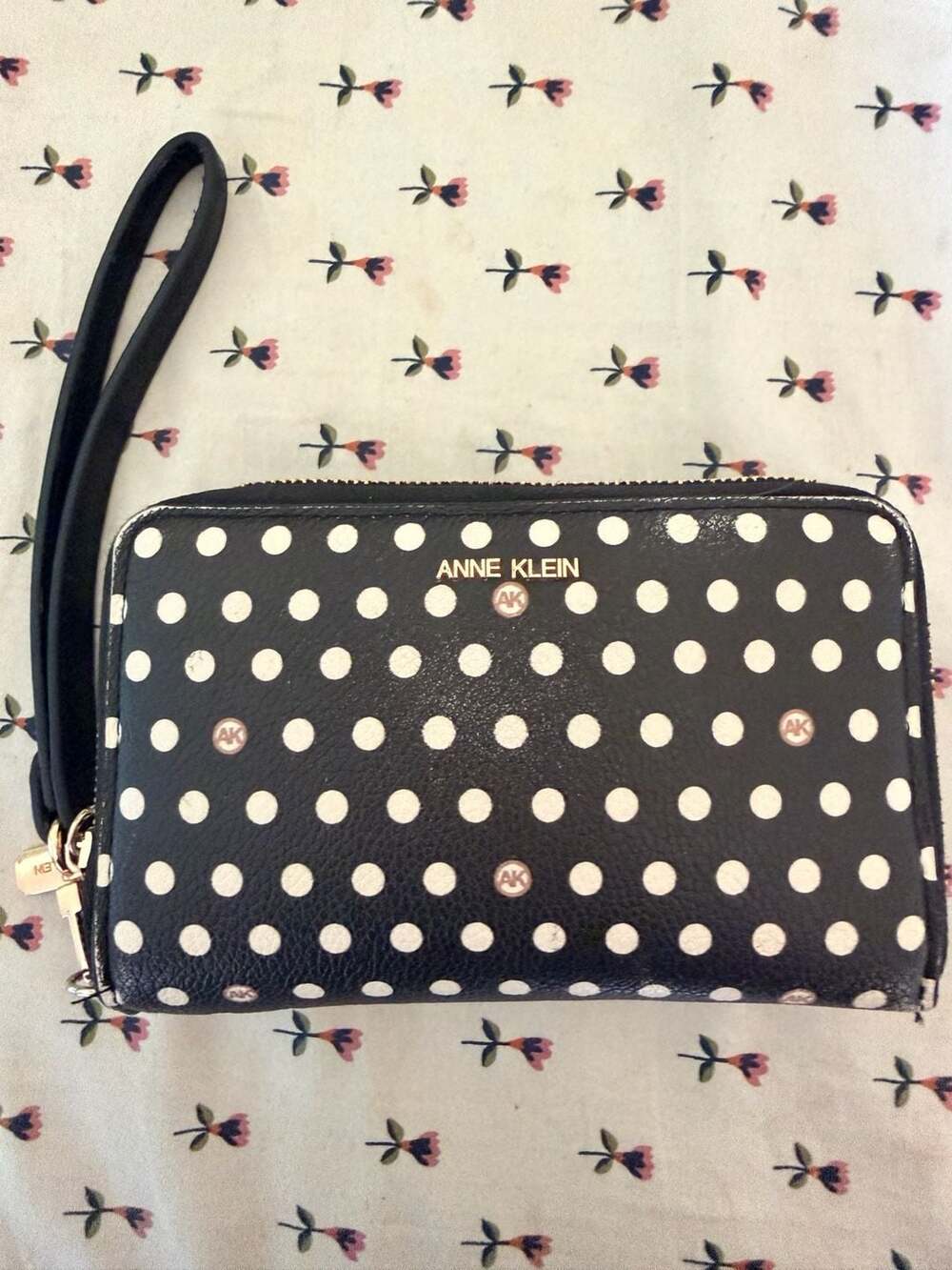 Anne Klein Polka Dot Double Zip Wallet